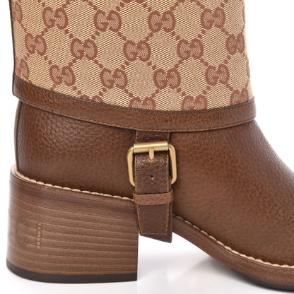 Gucci GG Monogram Calfskin Lola Tall Boots 37 Beige Ruggine Cuir 7 of 11