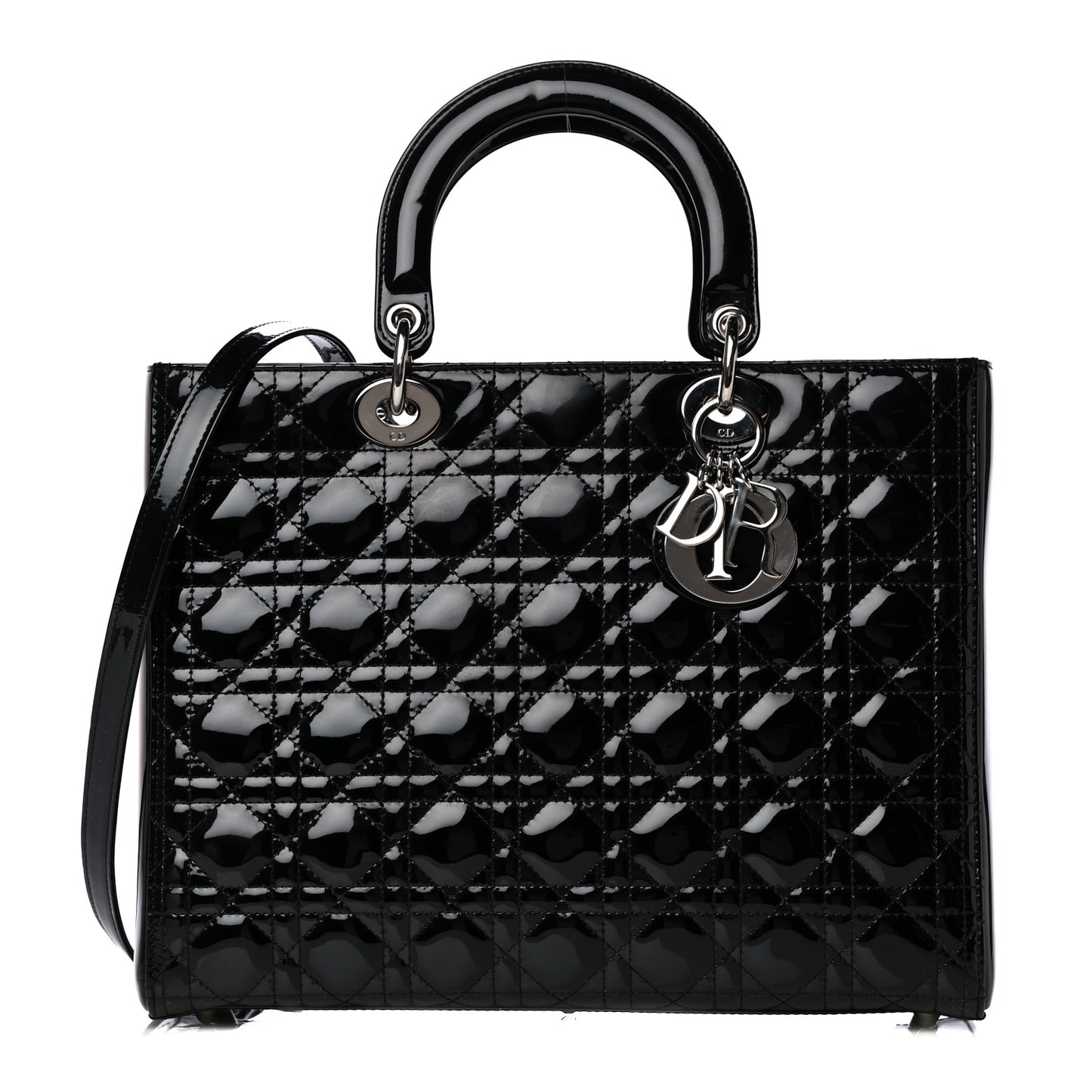 Patent Cannage Large Lady Dior Black