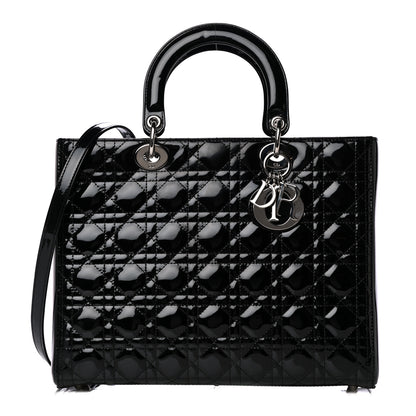 Christian Dior Patent Cannage Large Lady Dior Black 1 of 10