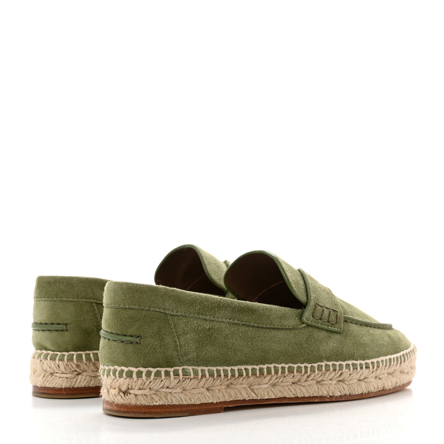 Suede Calfskin Womens Trip Espadrilles 35 Vert Sauge