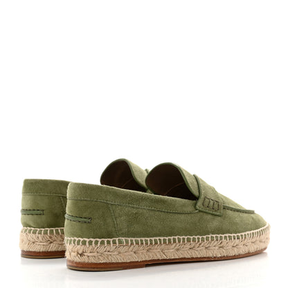 Hermes Suede Calfskin Womens Trip Espadrilles 35 Vert Sauge 4 of 8