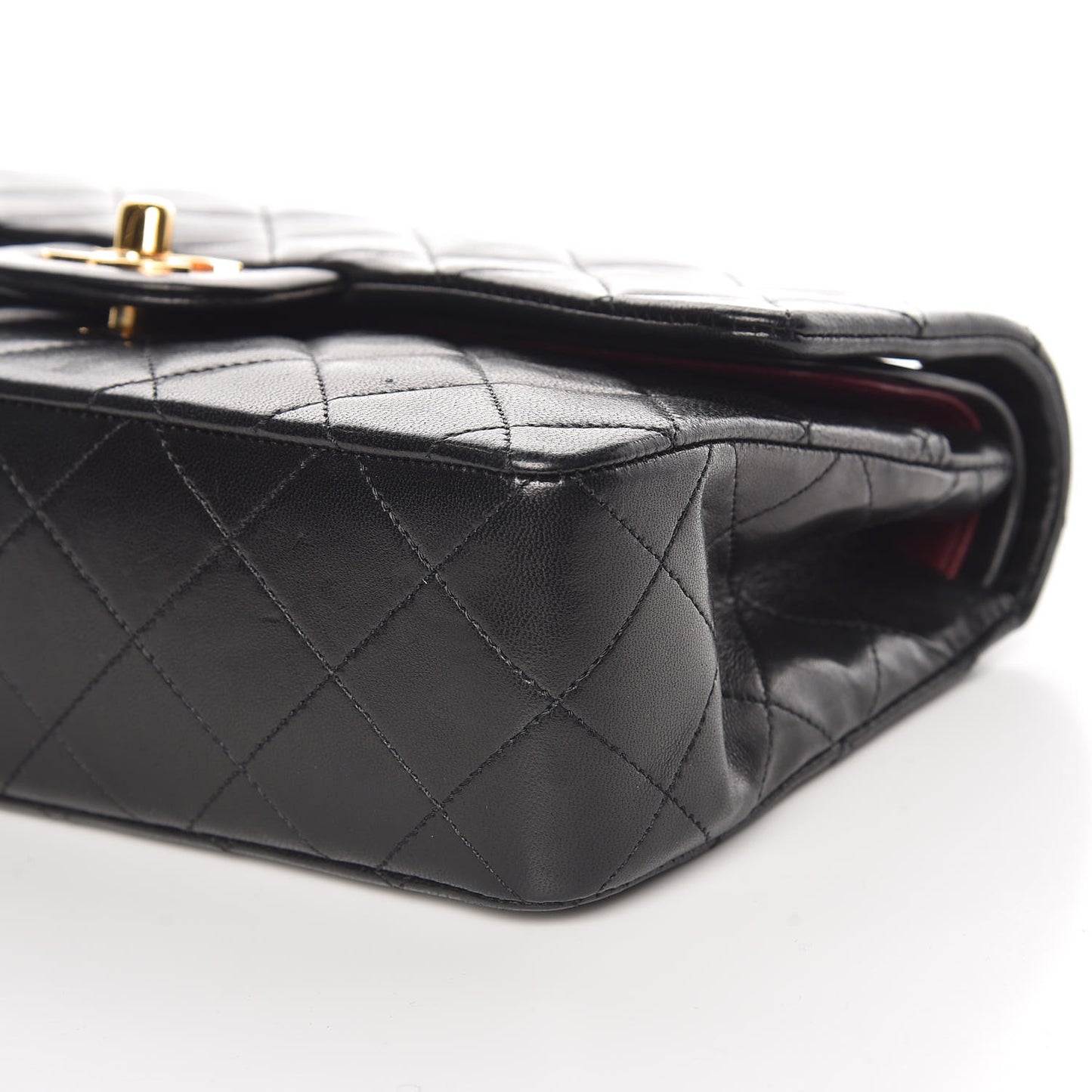 Lambskin Quilted Small Double Flap Black