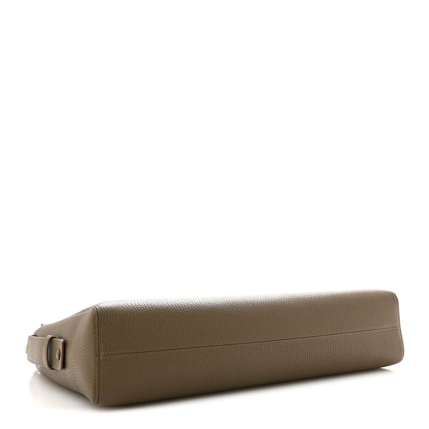 Grained Calfskin Large Zipped Pouch Dark Khaki