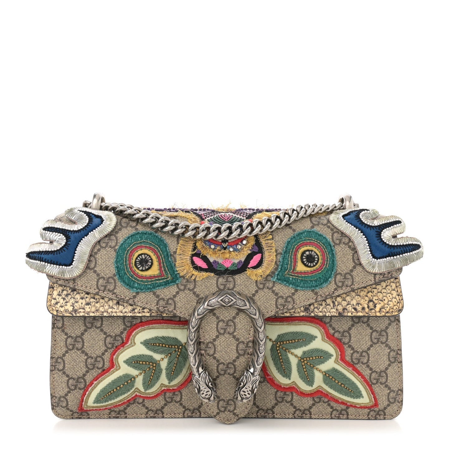 GG Supreme Monogram Snakeskin Embroidered Small Dionysus Shoulder Bag