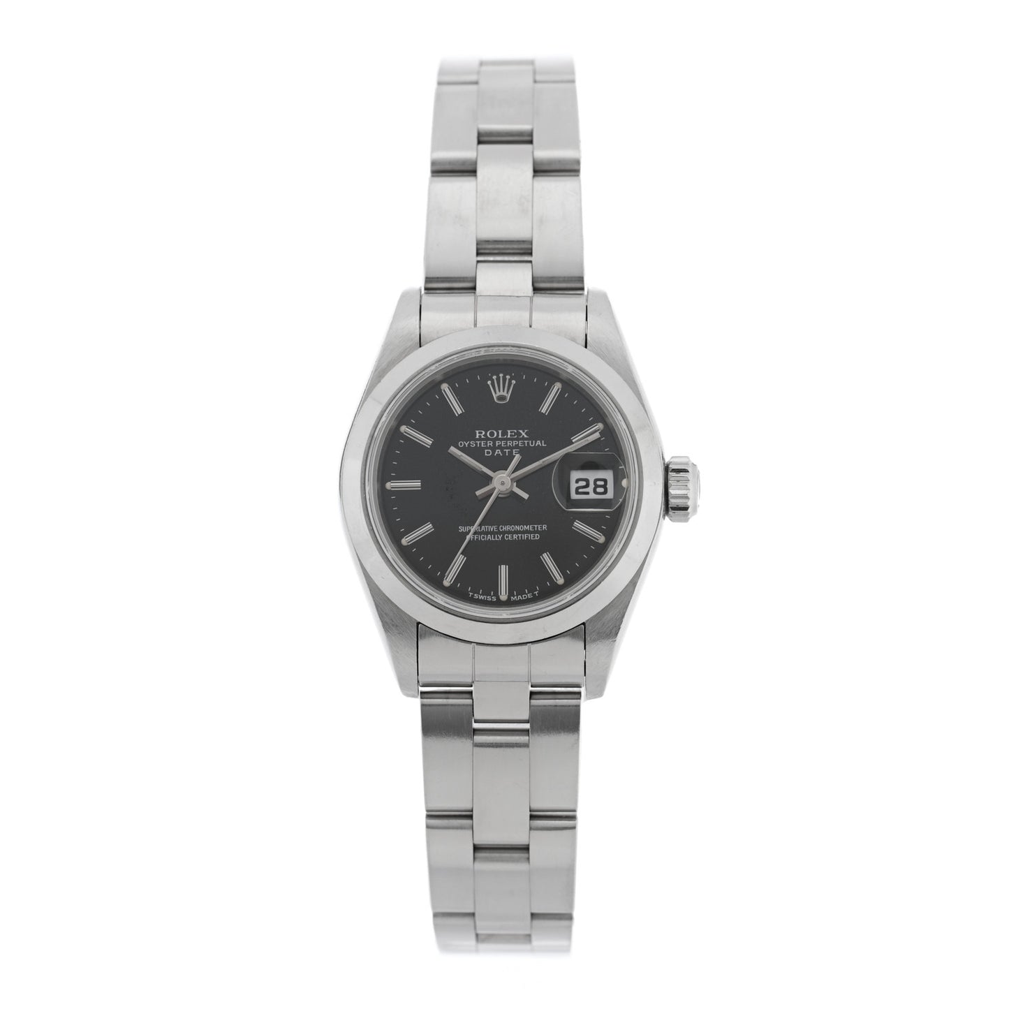Stainless Steel 26mm Oyster Perpetual Date Watch Black 69160