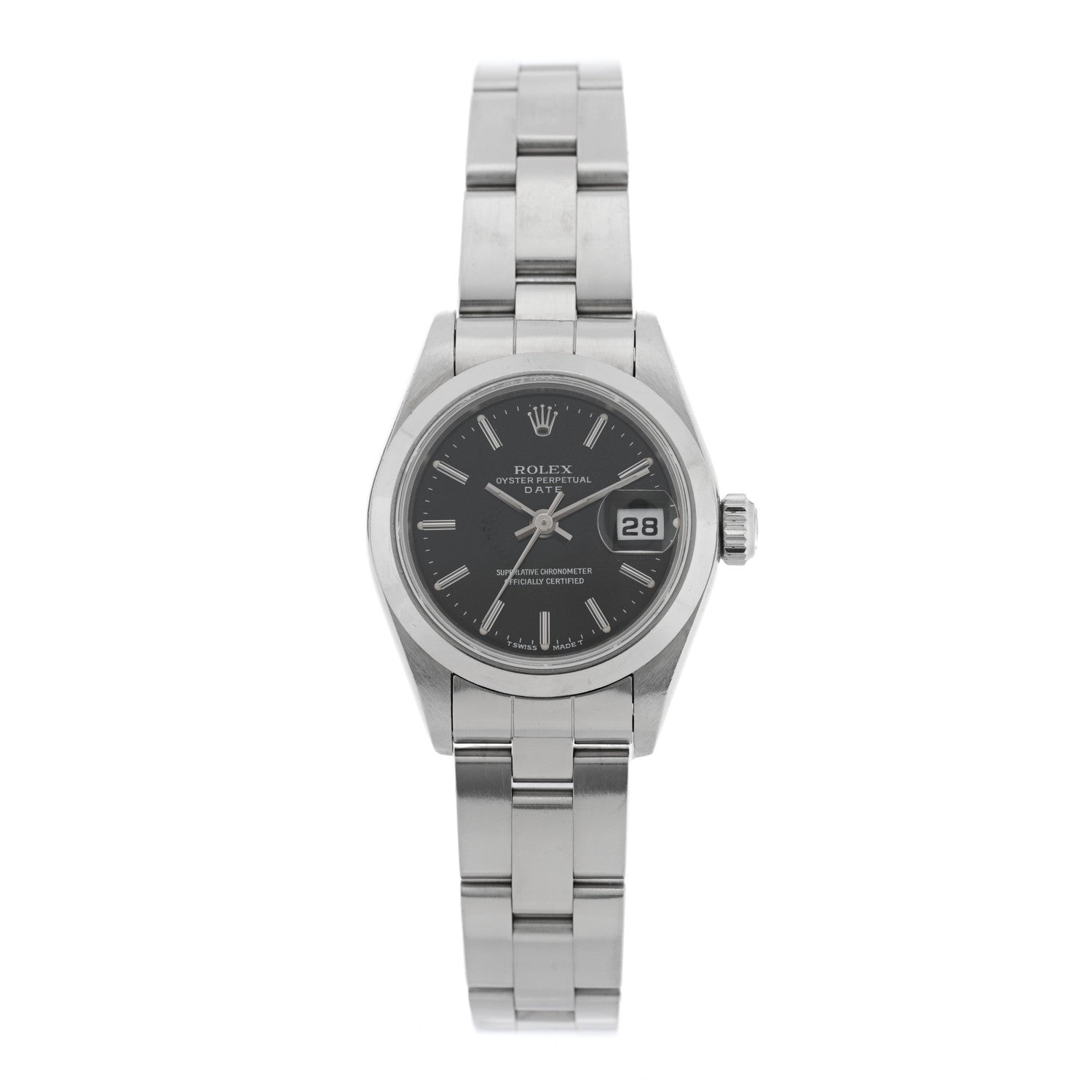 Rolex Stainless Steel 26mm Oyster Perpetual Date Watch Black 69160 1 of 4