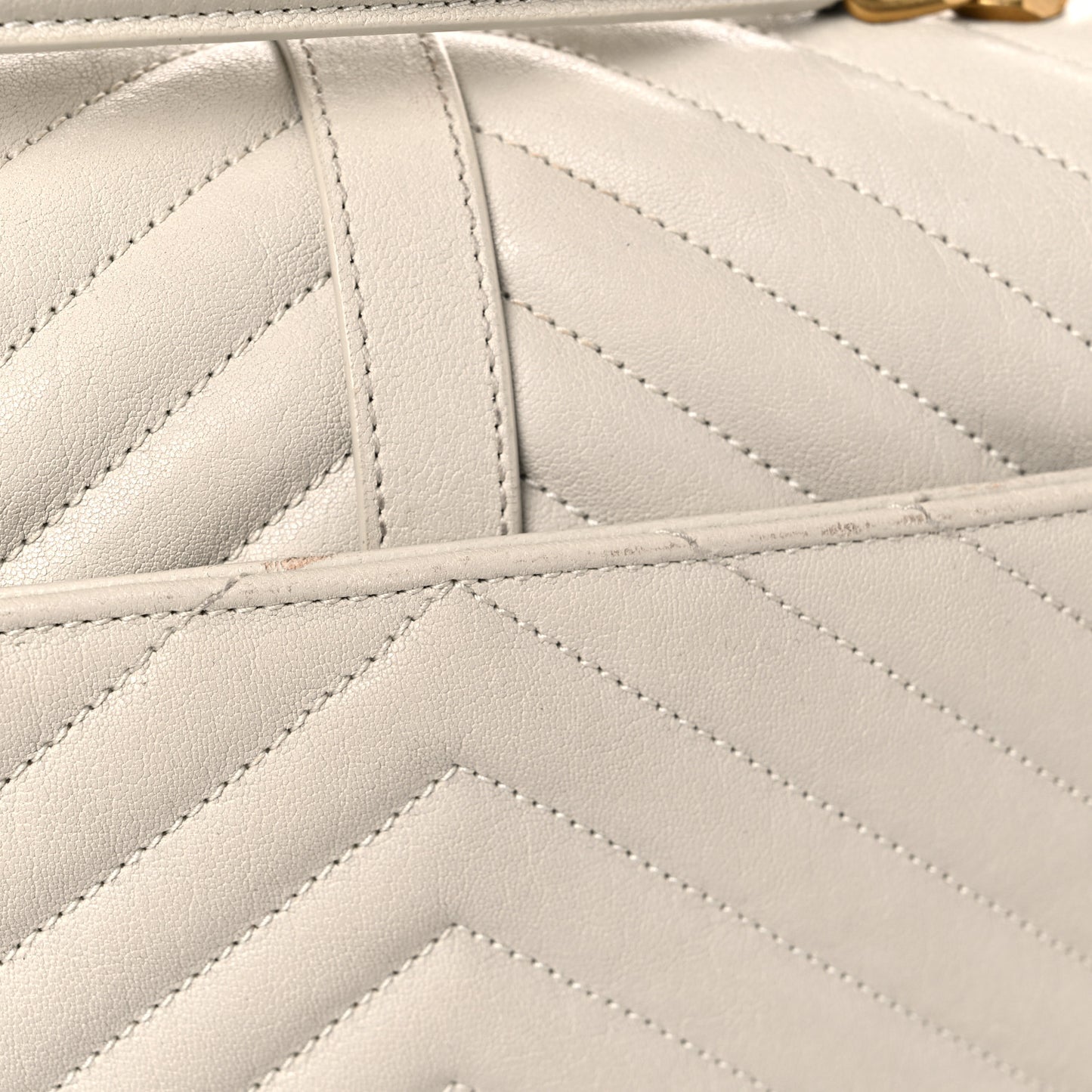 Sheepskin Matelasse Chevron Monogram Medium College Bag Crema Soft