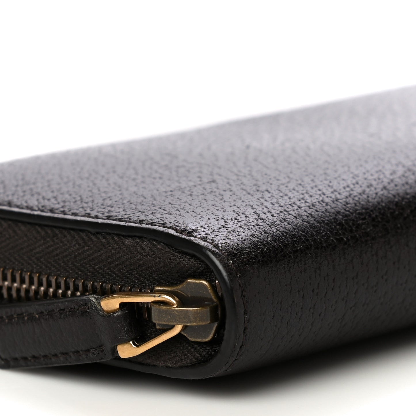 Dollar Calfskin Boar Effect GG Marmont Zip Around Wallet Dark Cocoa