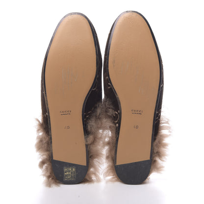 Gucci Velvet GG Monogram Fur Womens Princetown Slippers 40 Brown Black Natural 5 of 8