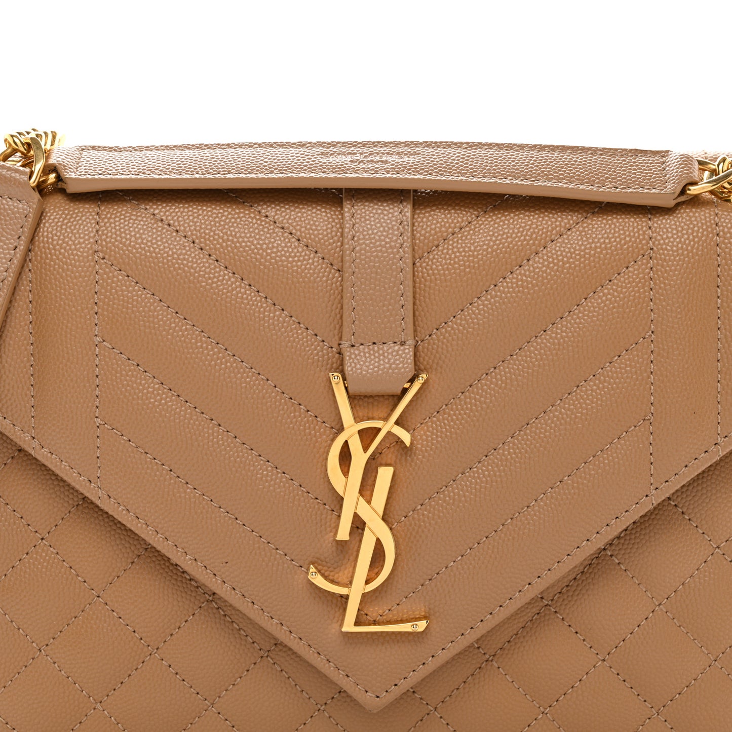 Grain De Poudre Textured Mixed Matelasse Medium Triquilt Monogram Satchel Dark Cork