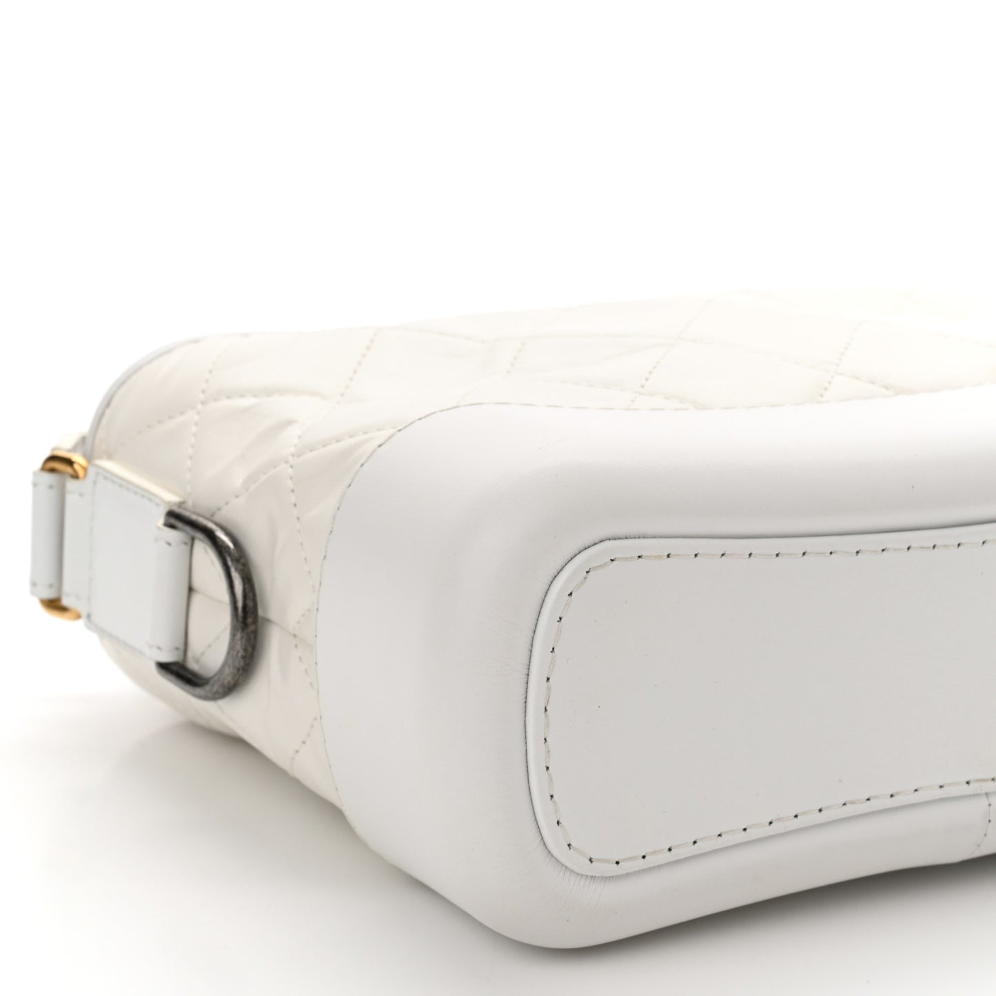 Aged Calfskin Quilted Small Gabrielle Hobo White