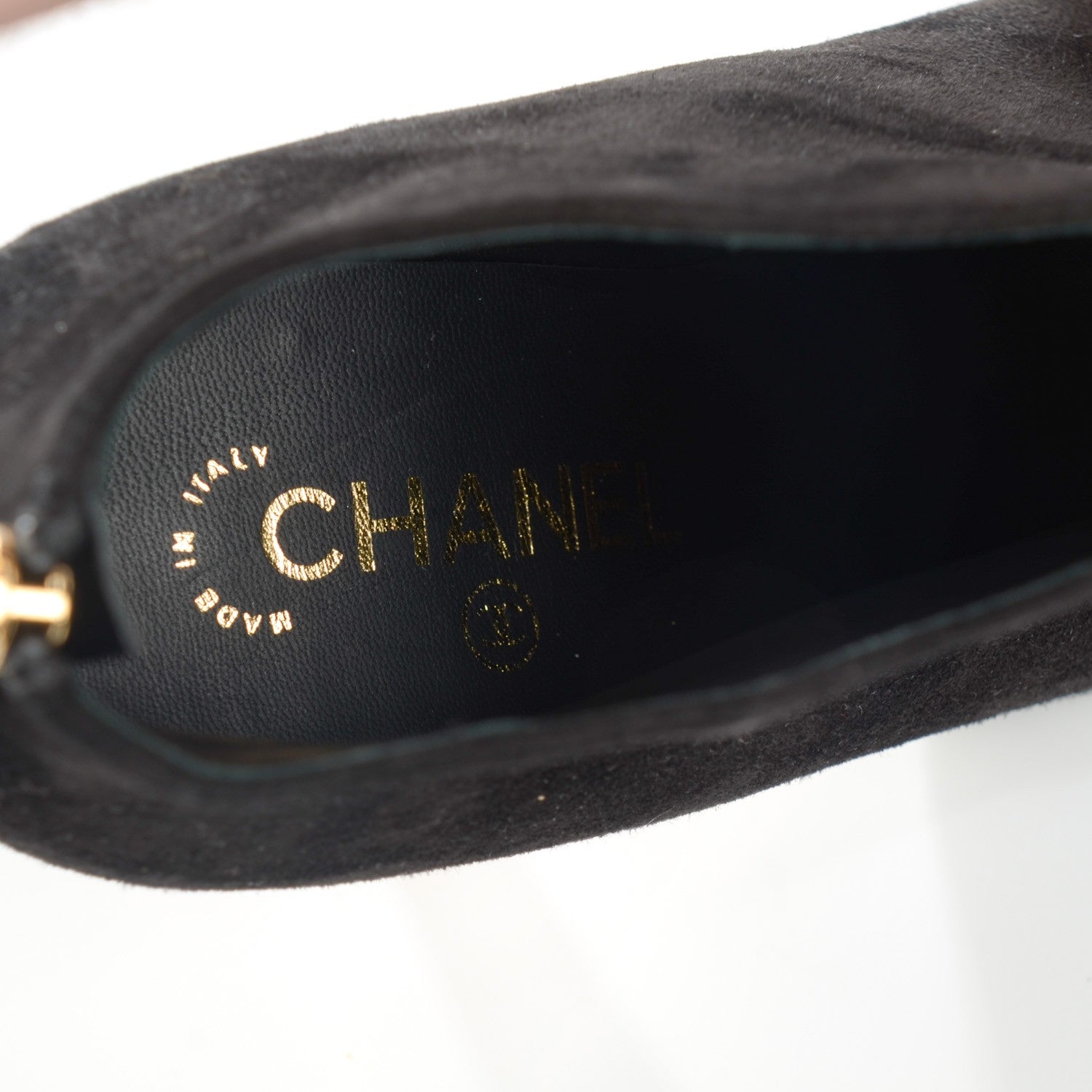 Chanel Suede Grosgrain Cap Toe CC Bow Ankle Boots 39 Black 8 of 9