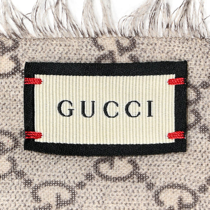 Gucci Wool GG Monogram Web Webole Scarf Beige Dark Green 3 of 7