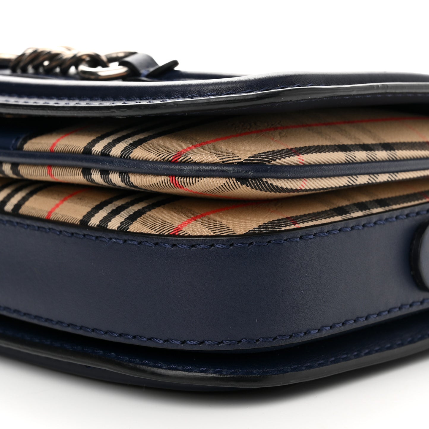 Smooth Calfskin 1983 Knight Check Link Shoulder Bag Ink Blue