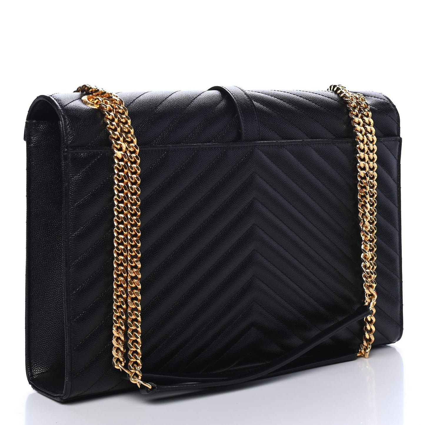 Grain De Poudre Matelasse Chevron Large Monogram Satchel Black