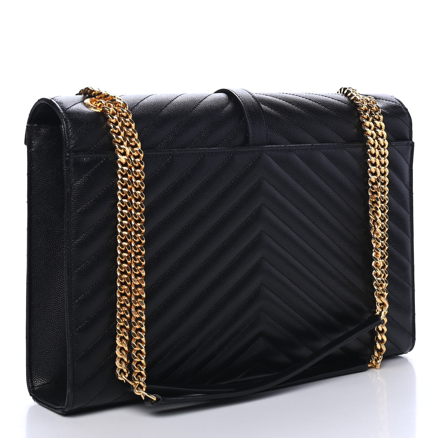 Saint Laurent Grain De Poudre Matelasse Chevron Large Monogram Satchel Black 2 of 4