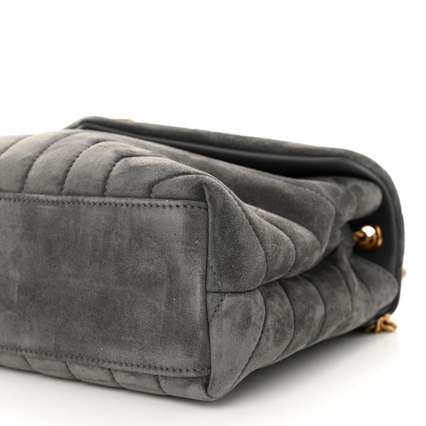 Suede Calfskin Y Quilted Monogram Small Loulou Chain Satchel Storm