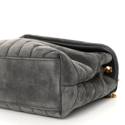 Saint Laurent Suede Calfskin Y Quilted Monogram Small Loulou Chain Satchel Storm 10 of 10