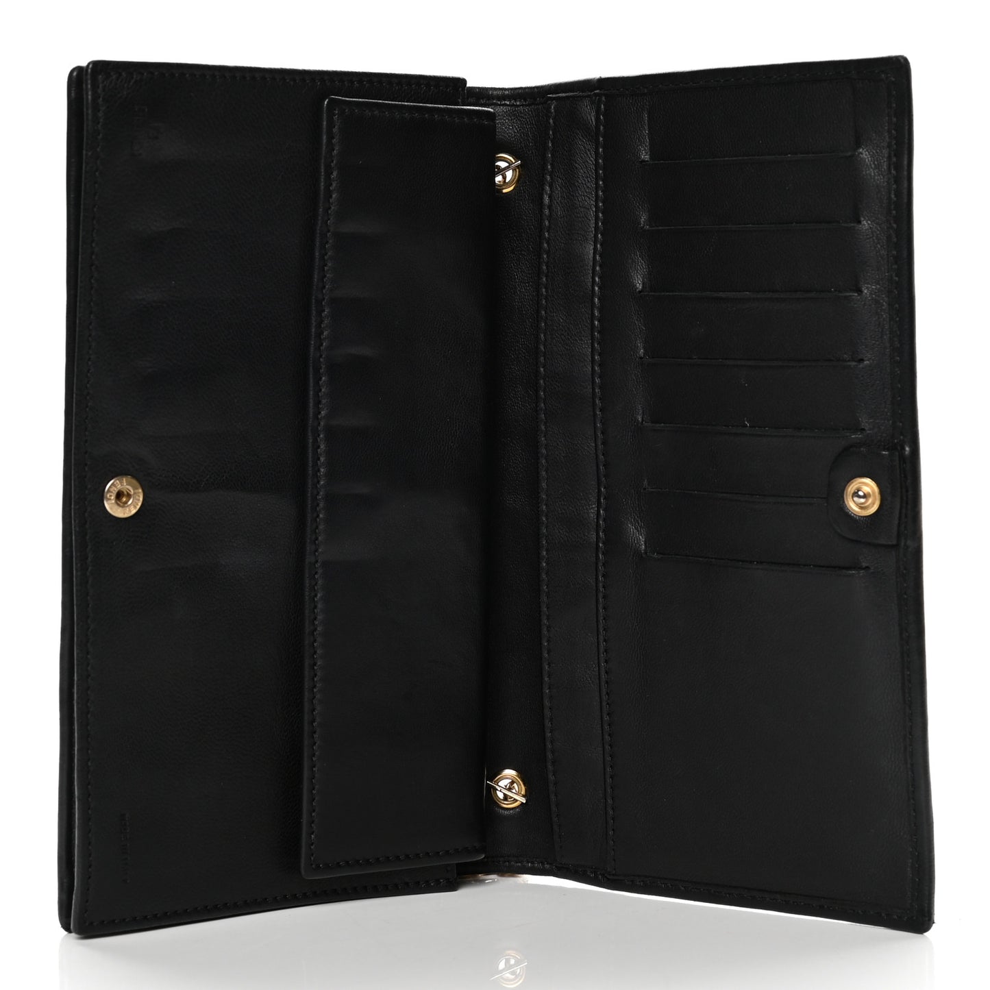 Nappa Logo Embossed Long Wallet On Chain Black