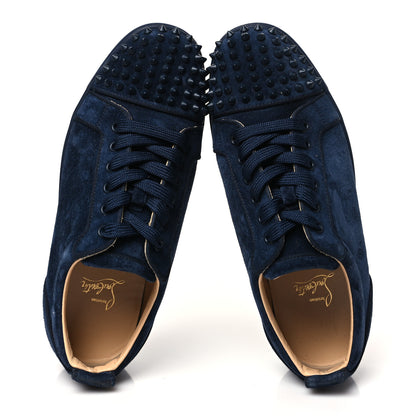 Christian Louboutin Suede Calfskin Mens Louis Junior Spikes Orlato Flat Sneakers 41 Blue Scuro 2 of 9