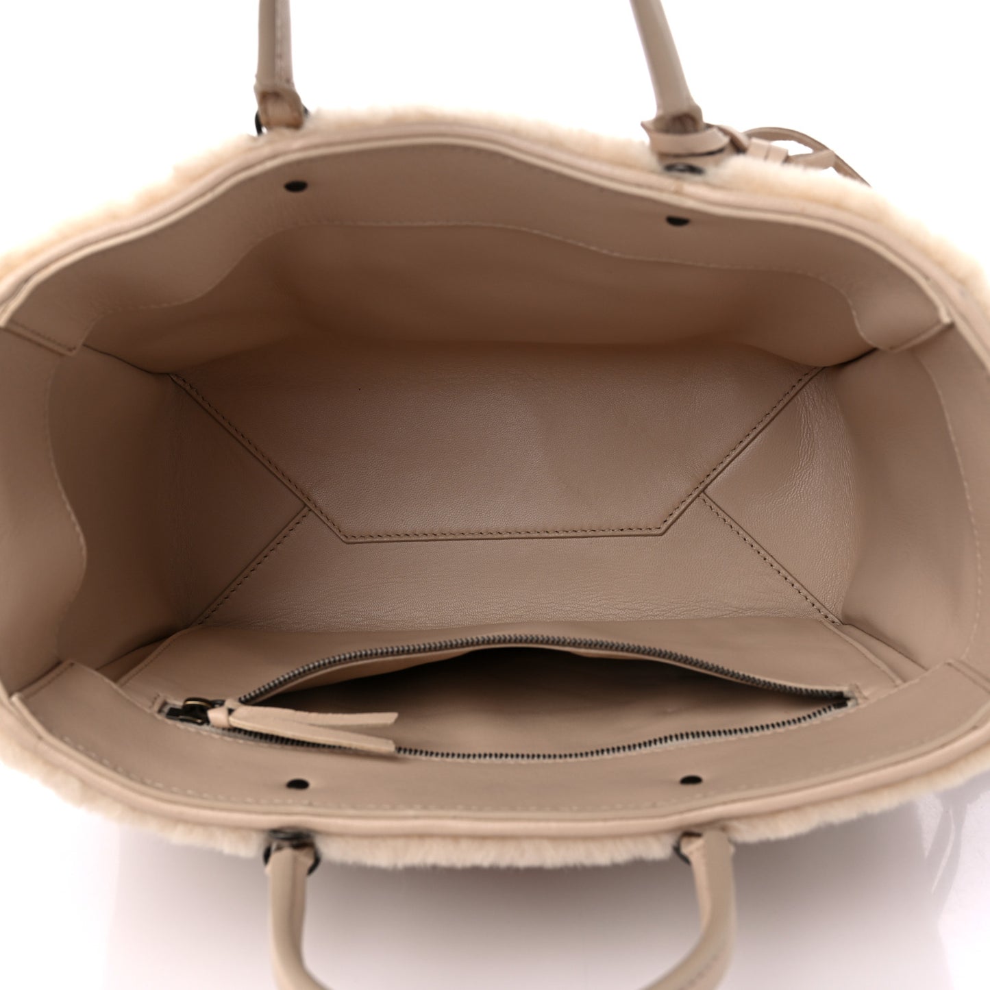 Merino Wool Papier A6 Zip Around Tote Beige Tapioca