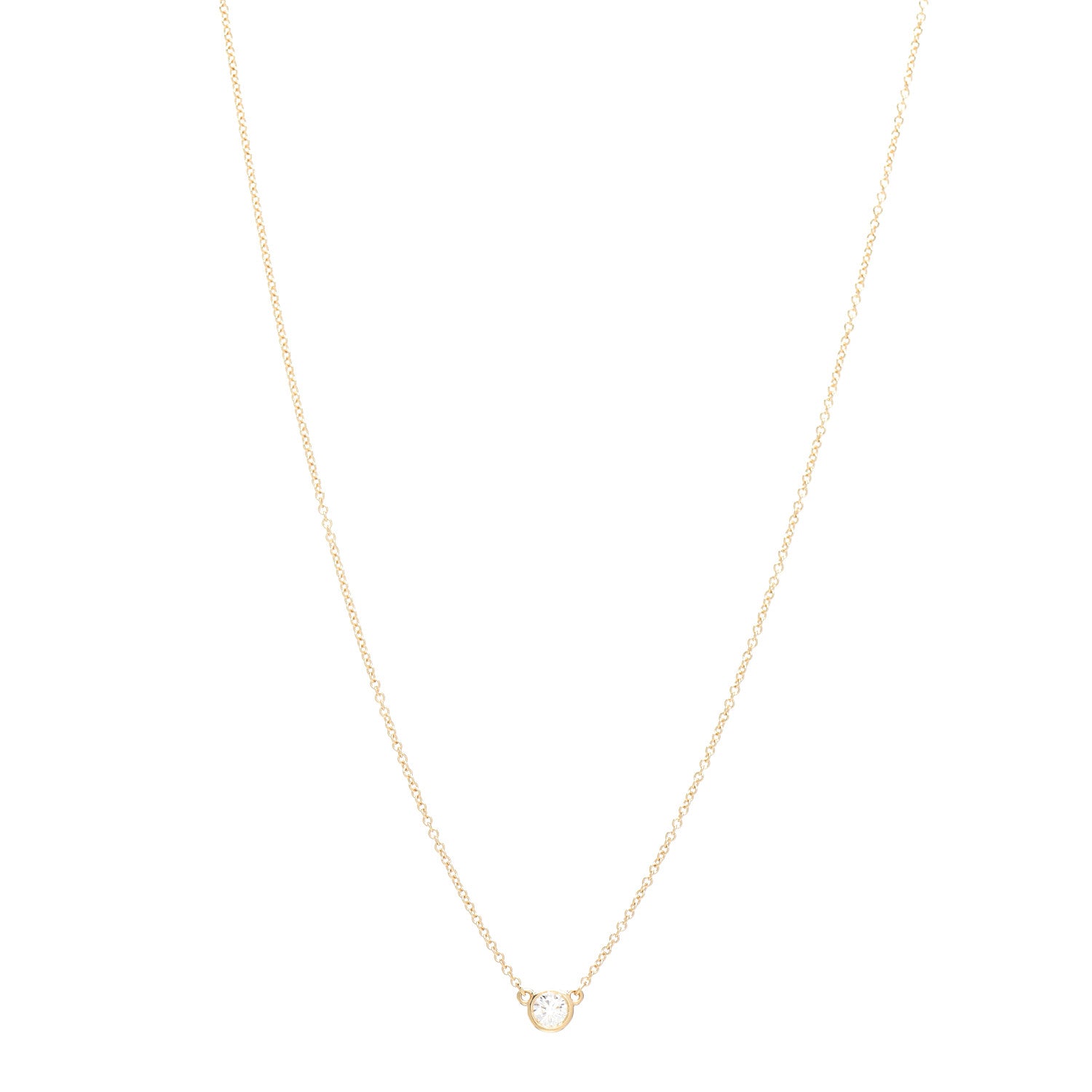 Tiffany 18K Yellow Gold Diamond .15ct Elsa Peretti Diamonds by the Yard Pendant Necklace 1 of 4