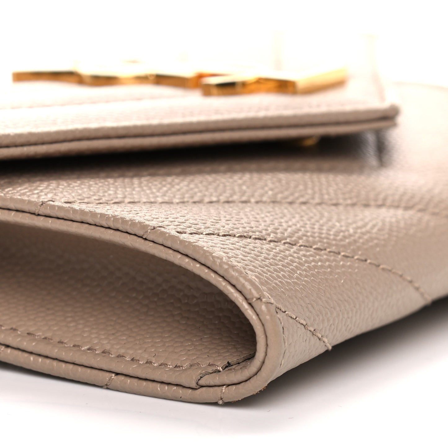 Grain De Poudre Matelasse Chevron Small Monogram Envelope Wallet Dark Beige