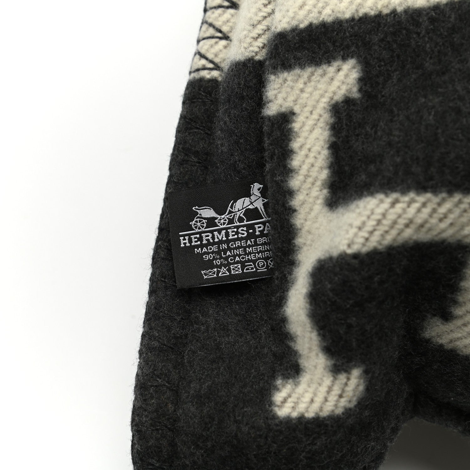 Hermes Wool Cashmere Avalon Pillow PM Ecru Gris Fonce 3 of 4