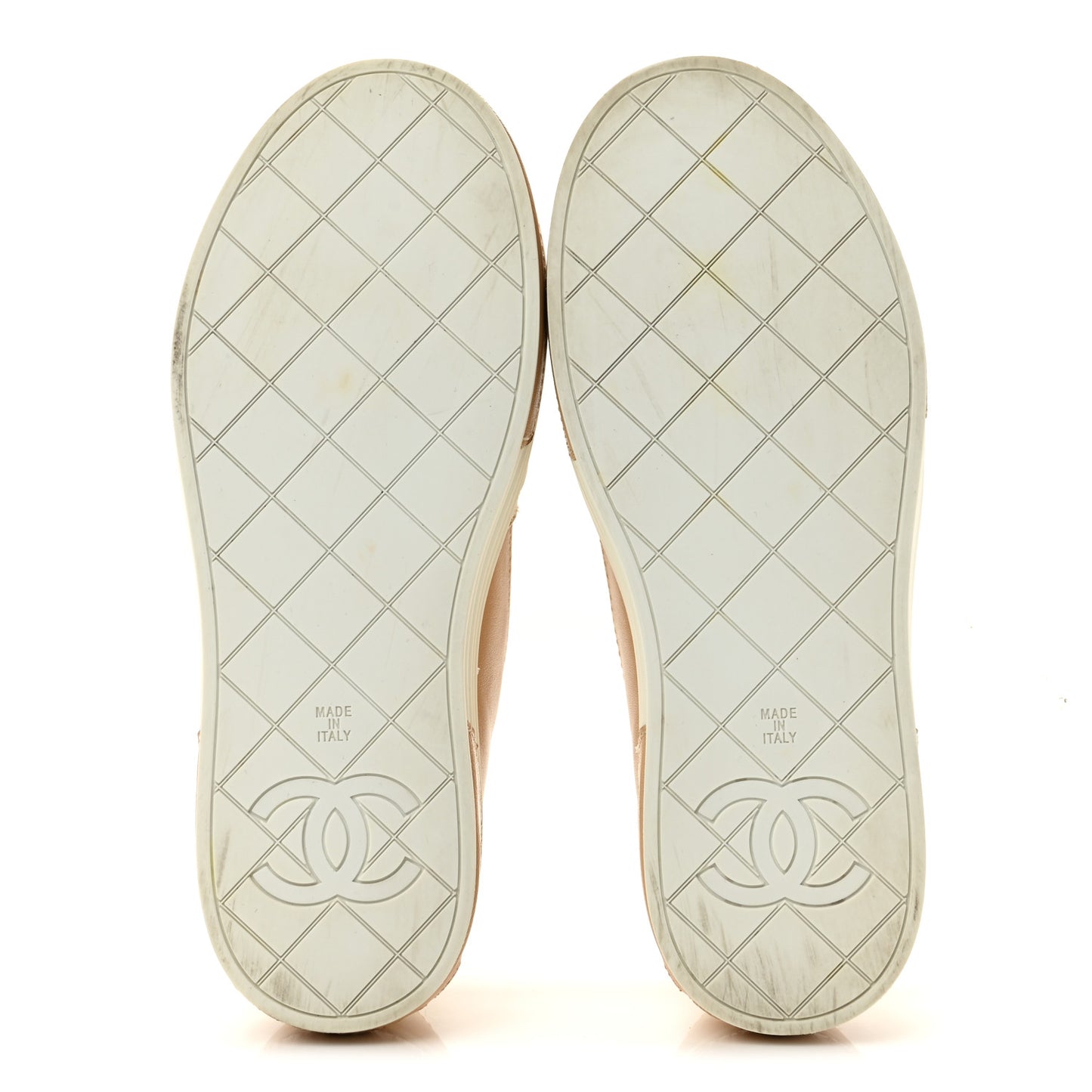 Lambskin Quilted Womens CC Stroll Sneakers 36.5 Beige