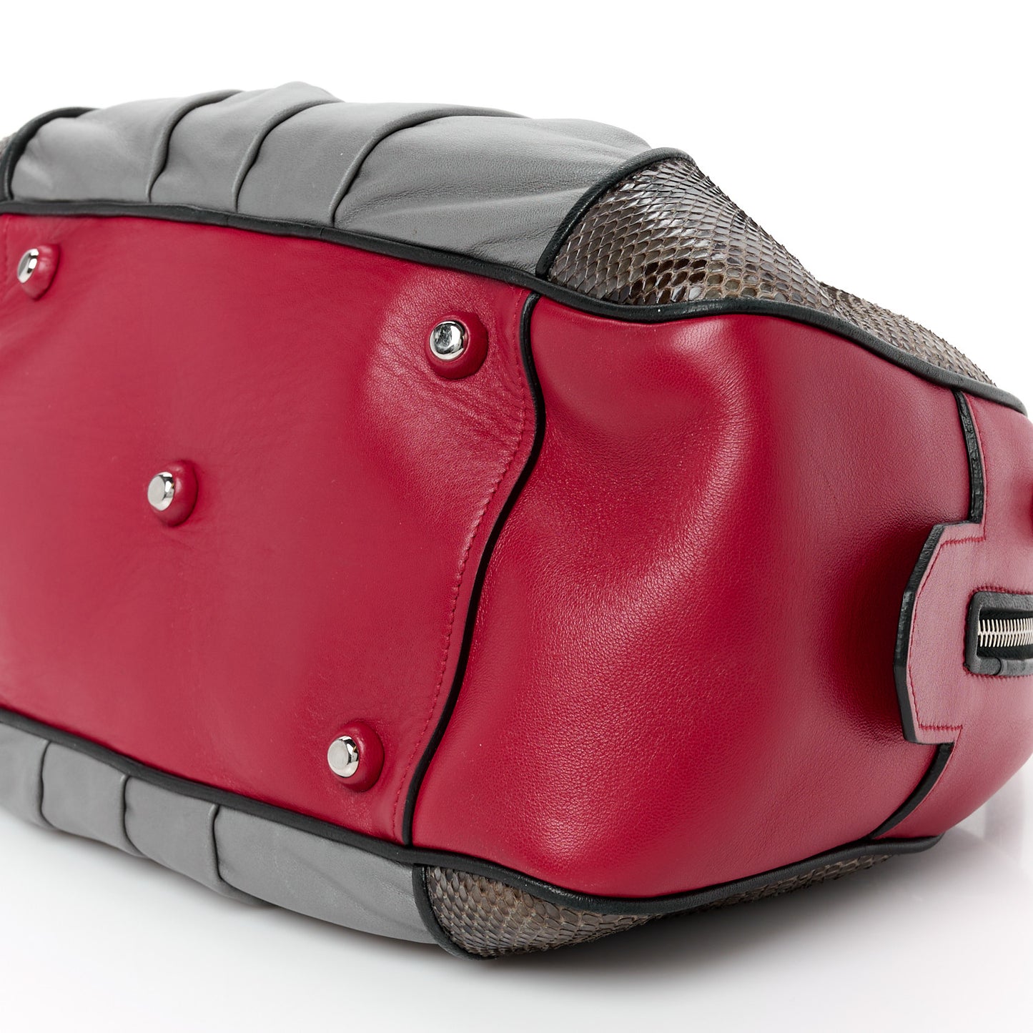 Nappa Snakeskin Bowler Grey Red