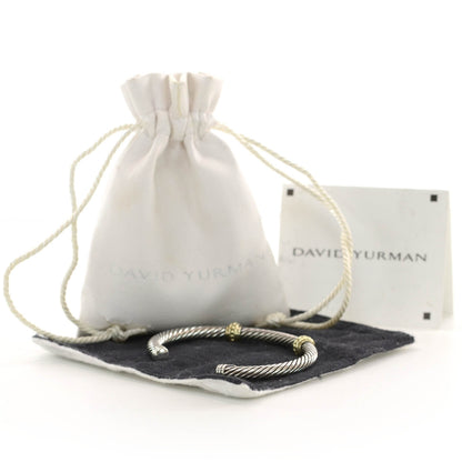 David Yurman Sterling Silver 14K Yellow Gold 5mm Cable Classics Two Station Bracelet 3 of 7
