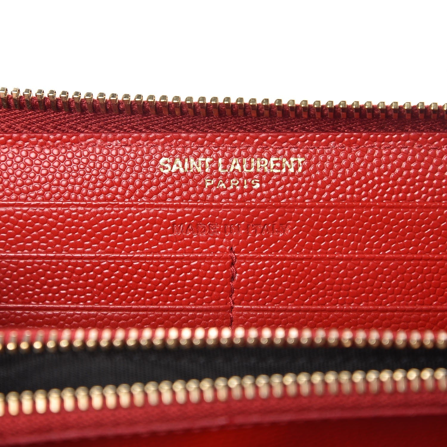 Saint Laurent Grain De Poudre Matelasse Chevron Monogram Zip Around Wallet Red 6 of 7