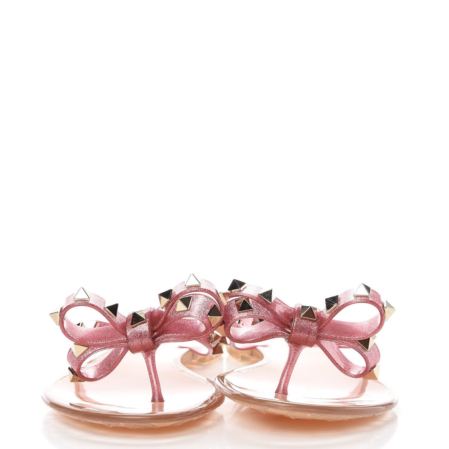 PVC Jelly Glitter Rockstud Bow Thong Sandals 37 Pink