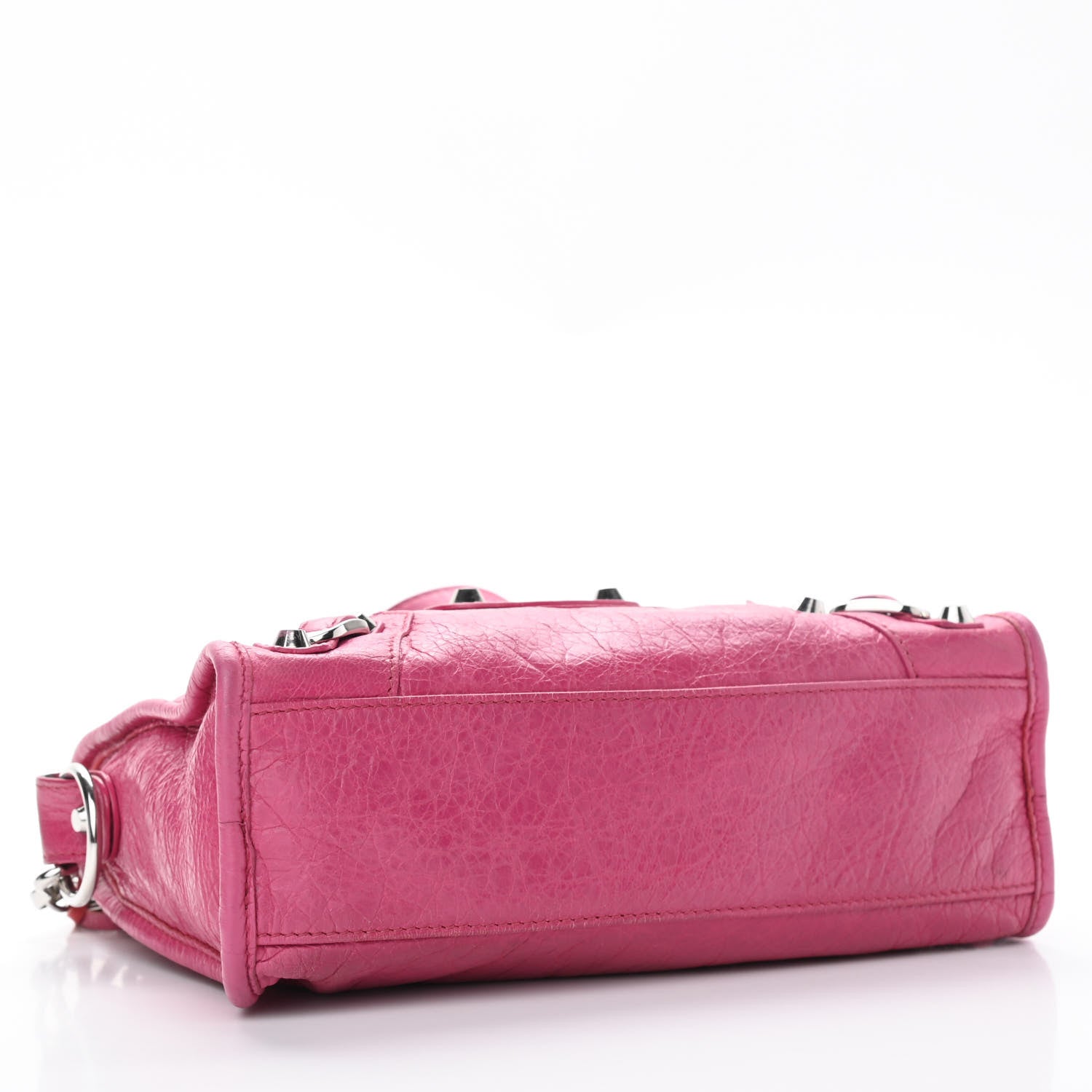 Balenciaga Agneau Classic Silver Hardware Mini City Logo Strap Rose Indien Black 4 of 10
