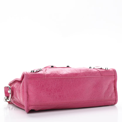 Balenciaga Agneau Classic Silver Hardware Mini City Logo Strap Rose Indien Black 4 of 10