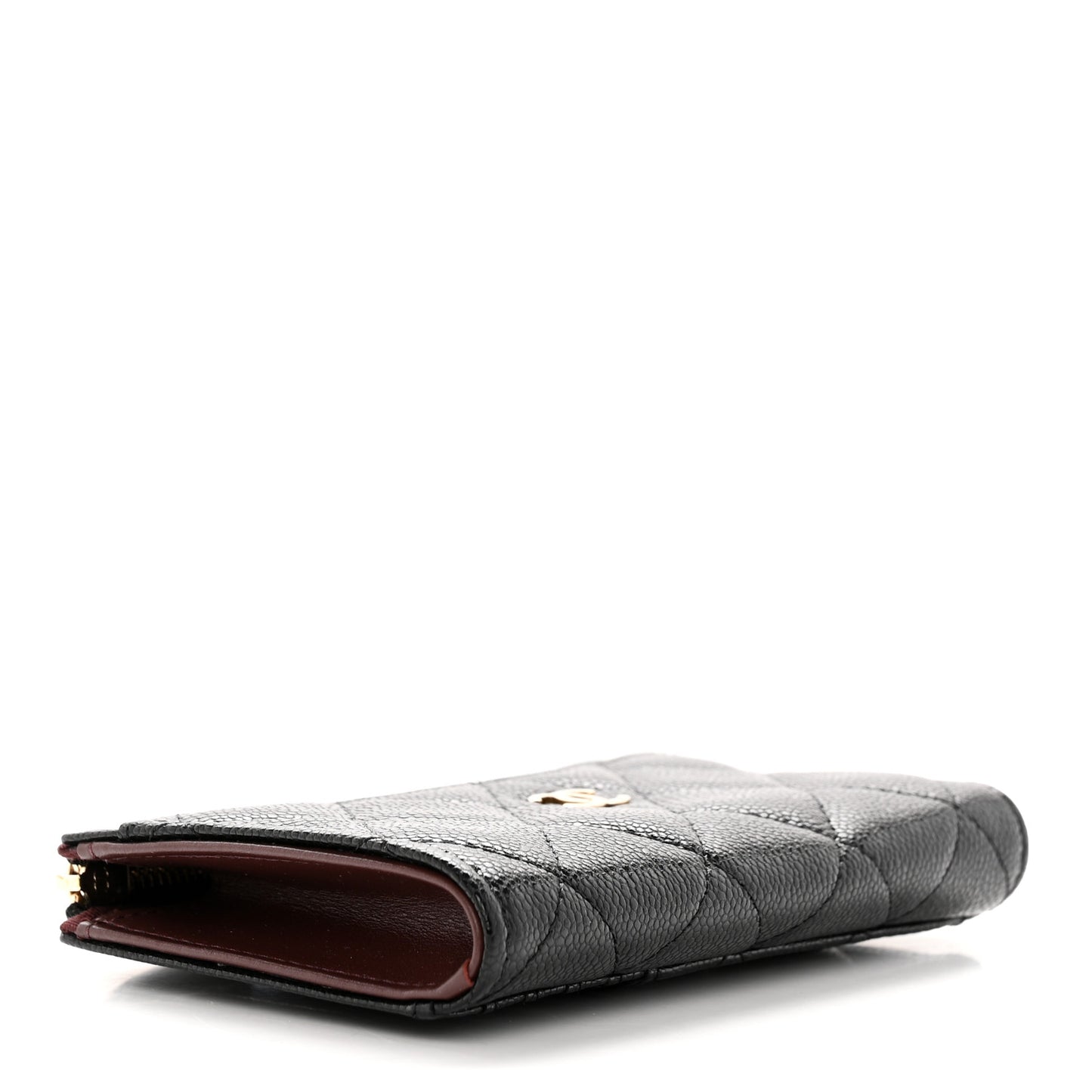 Caviar Quilted CC Zip Around Card Holder Black