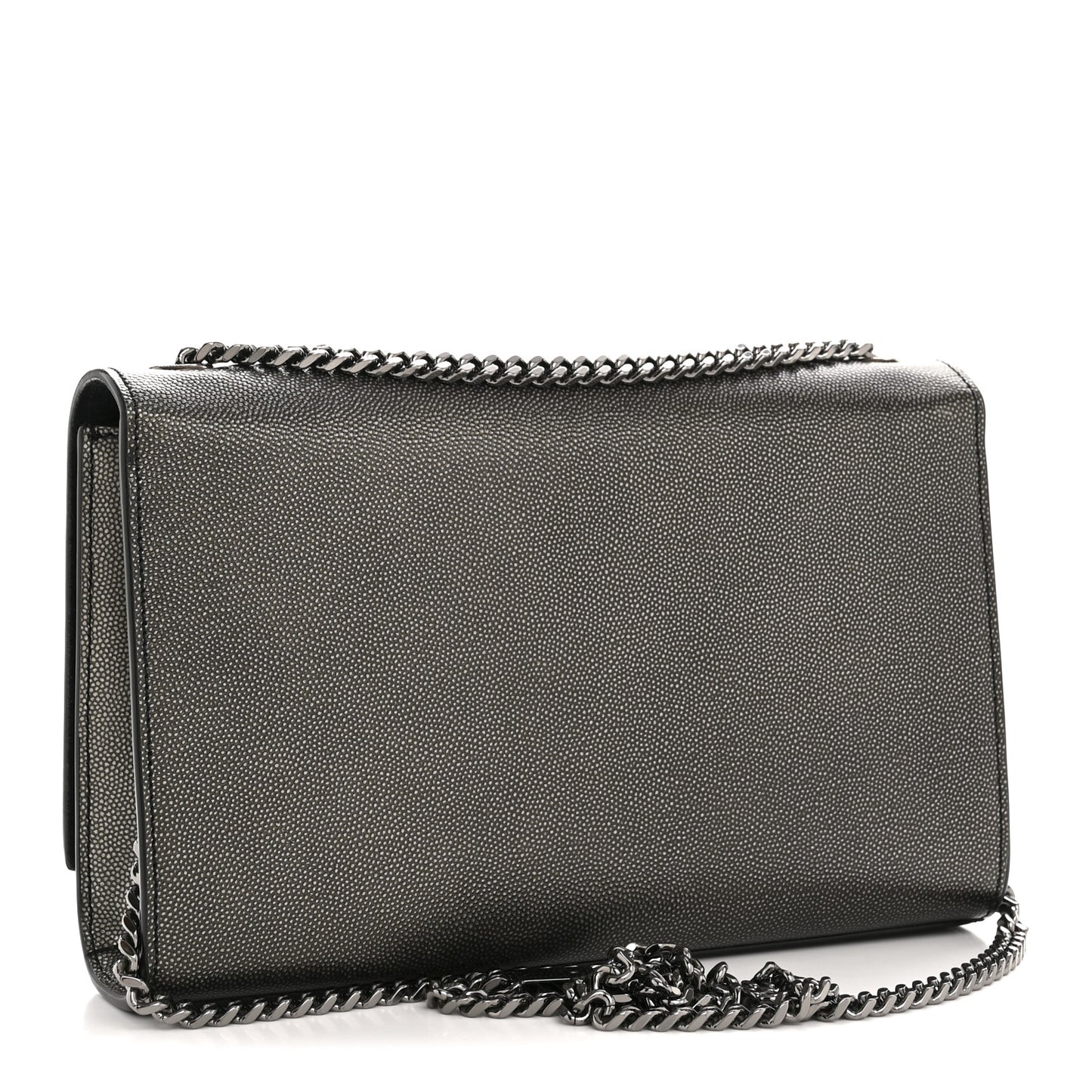 Metallic Grain De Poudre Medium Classic Monogram Kate Satchel Dark Lead