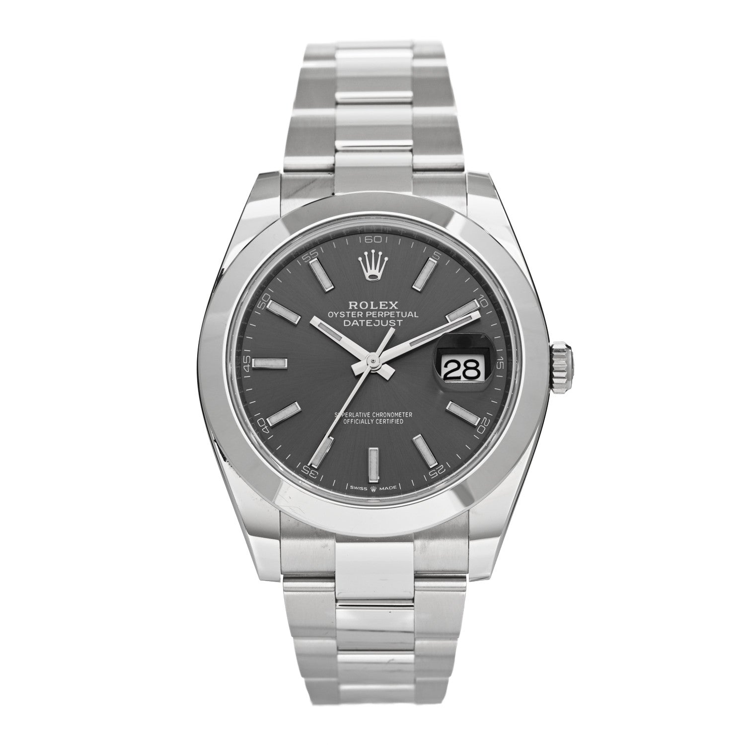 Rolex Stainless Steel 41mm Oyster Perpetual Datejust Watch Slate 126300 1 of 5