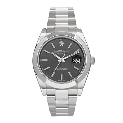 Rolex Stainless Steel 41mm Oyster Perpetual Datejust Watch Slate 126300 1 of 5