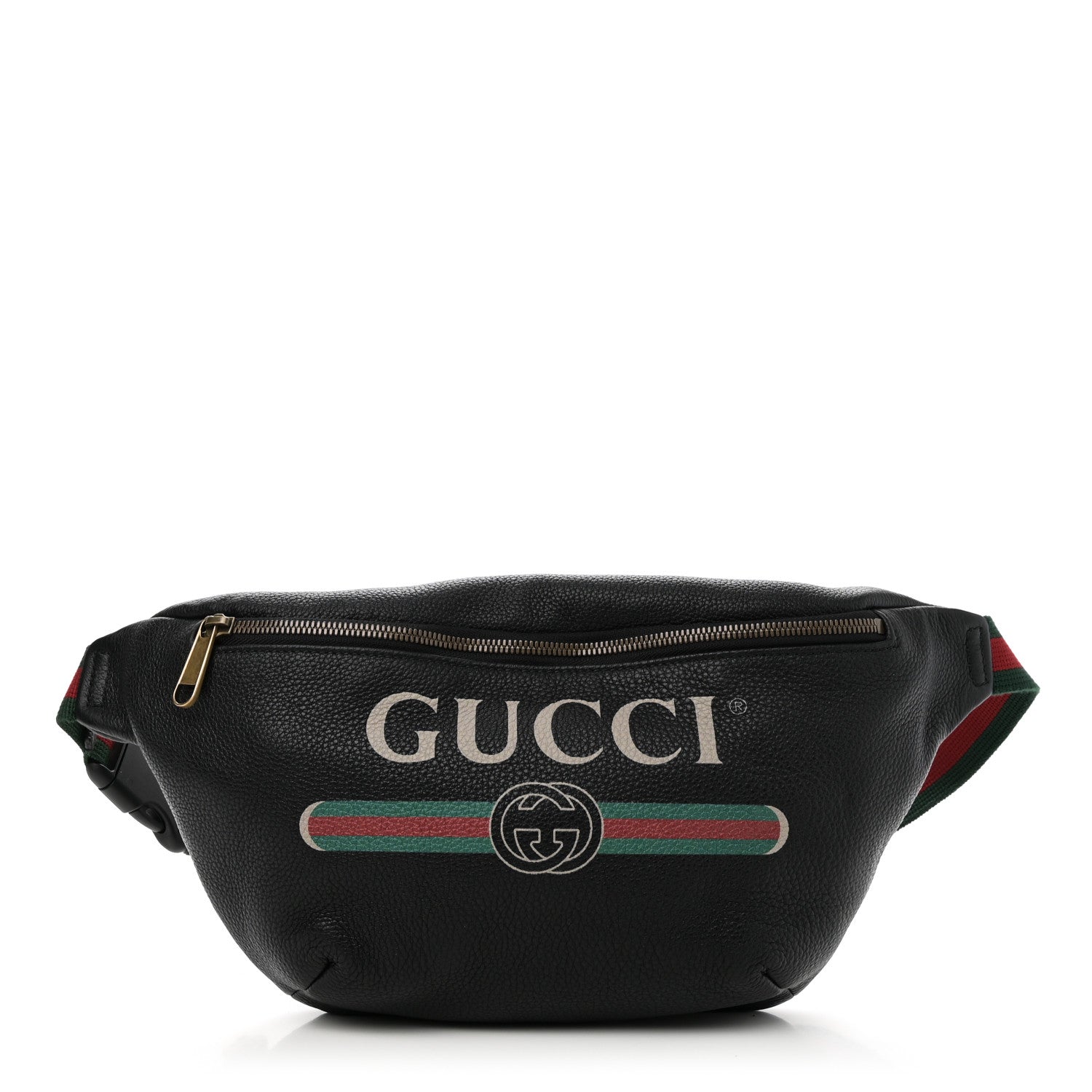 Gucci Grained Calfskin Logo Belt Bag Black 1 of 10