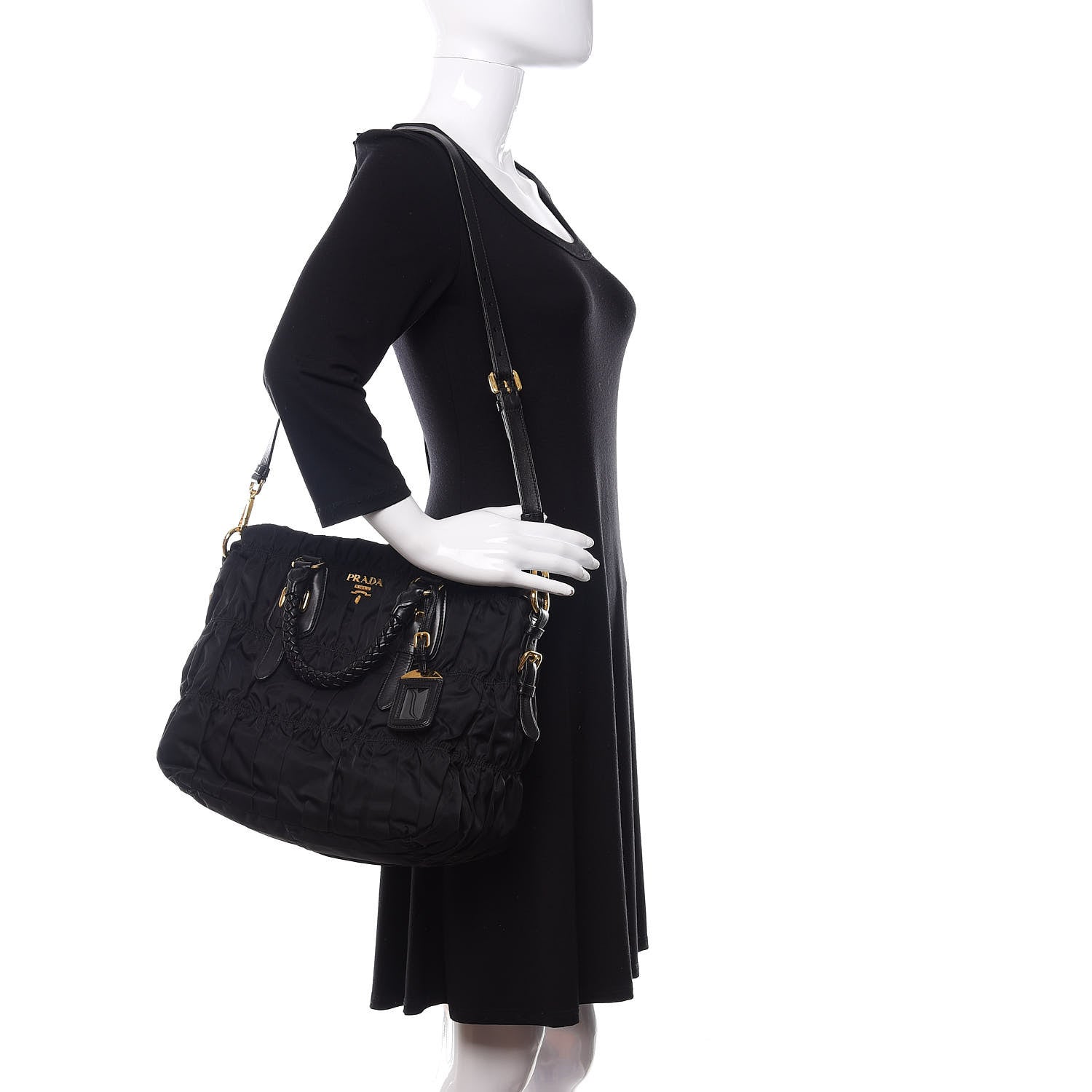 Prada Tessuto Nylon Gaufre Tote Black 2 of 10