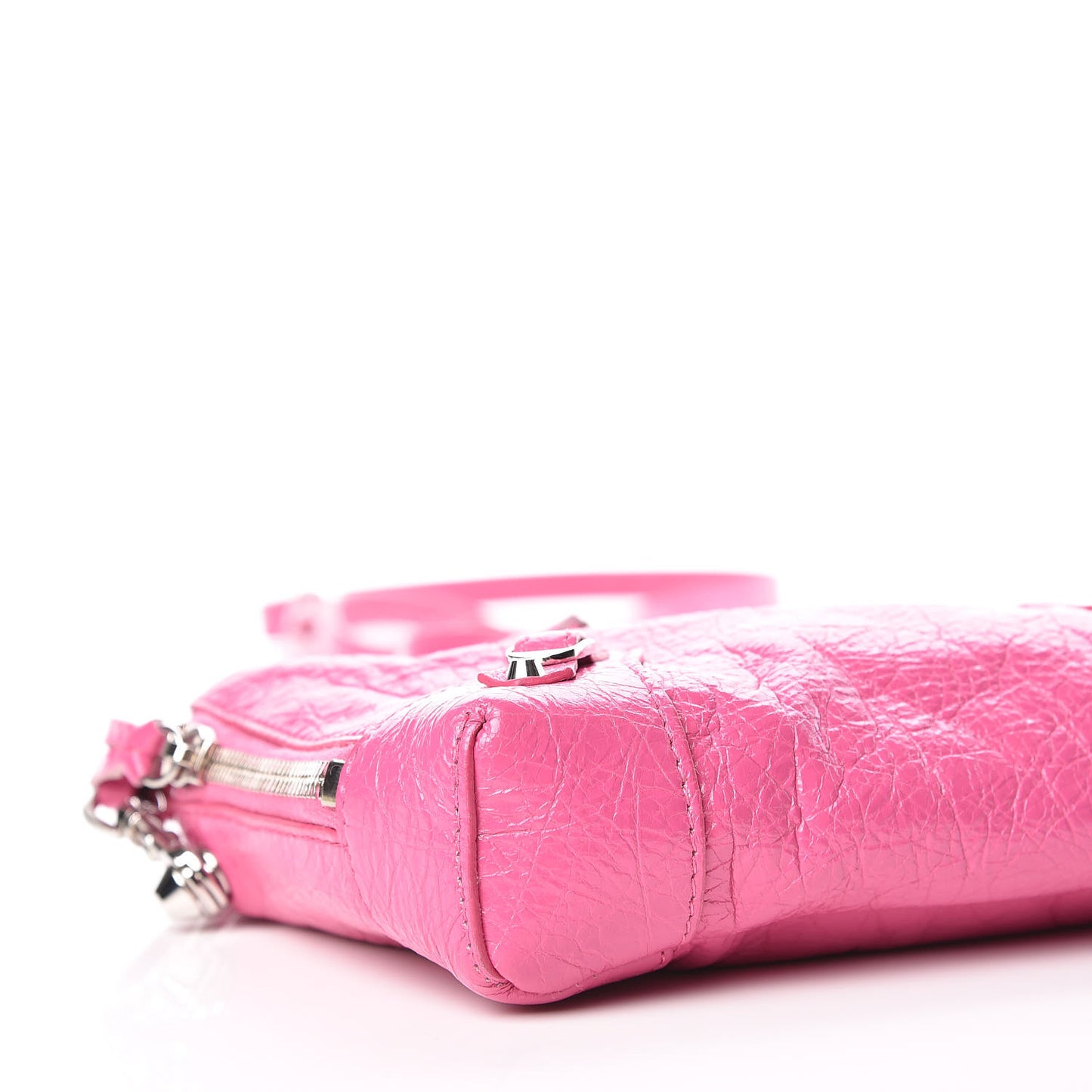 Agneau Arena Classic Silver Hardware XS Reporter Crossbody Rose Flamingo