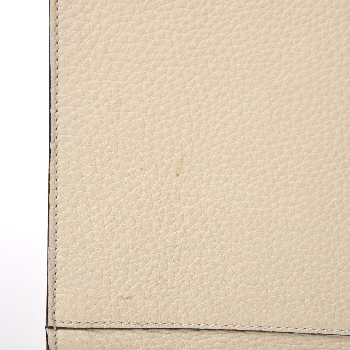 Pebbled Calfskin Bamboo Tote Off White