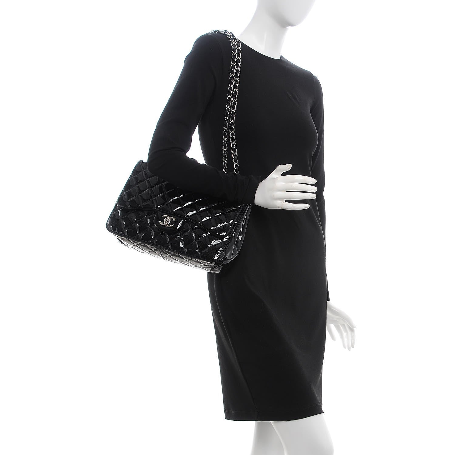 Chanel Patent Quilted Jumbo Single Flap Black 2 of 8