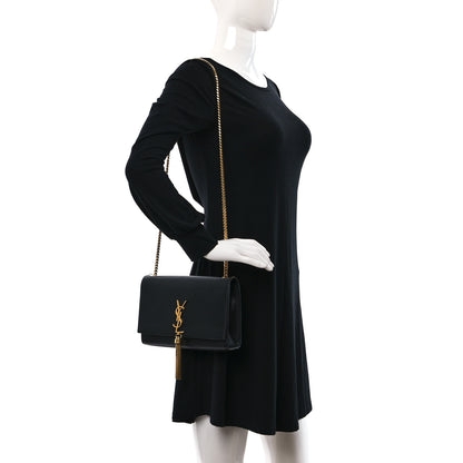 Saint Laurent Smooth Calfskin Medium Classic Monogram Kate Tassel Satchel Black 2 of 14