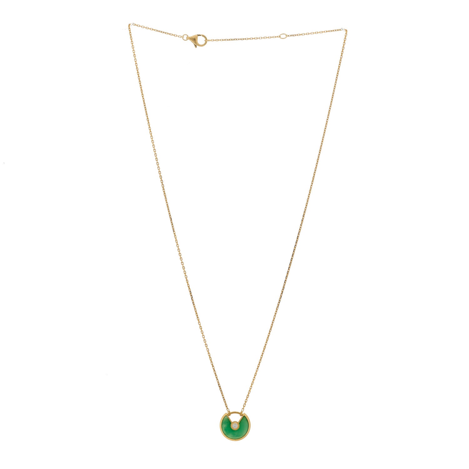 Cartier 18K Yellow Gold Diamond Chrysoprase XS Amulette de Cartier Pendant Necklace 3 of 5