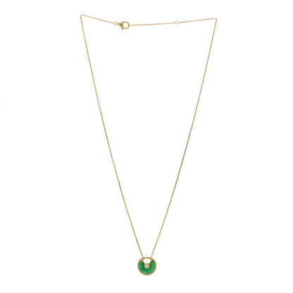 Cartier 18K Yellow Gold Diamond Chrysoprase XS Amulette de Cartier Pendant Necklace 3 of 5