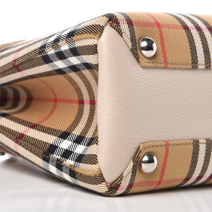 Burberry Goatskin Vintage Check Small Banner Tote Limestone 9 of 10