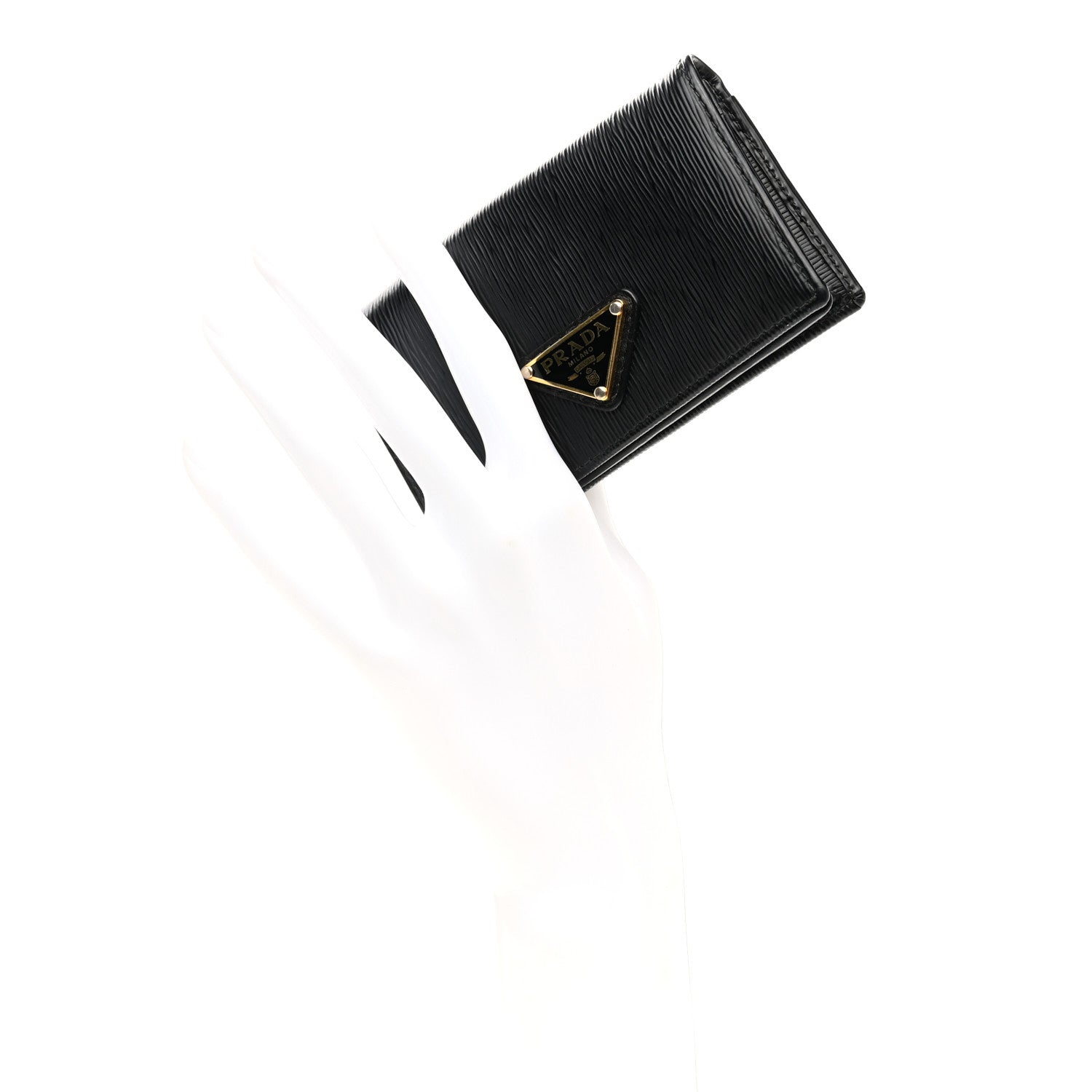 Prada Vitello Move Triangle Logo Card Holder Black 2 of 10