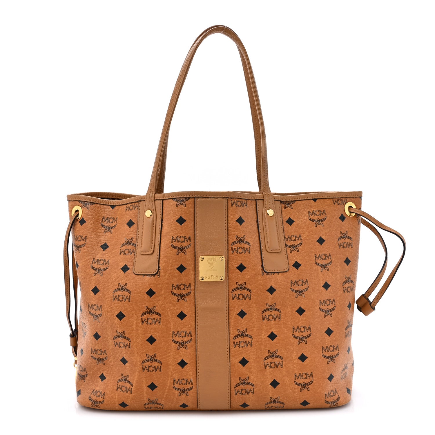 MCM Visetos Medium Liz Reversible Shopper Tote Cognac 1 of 27
